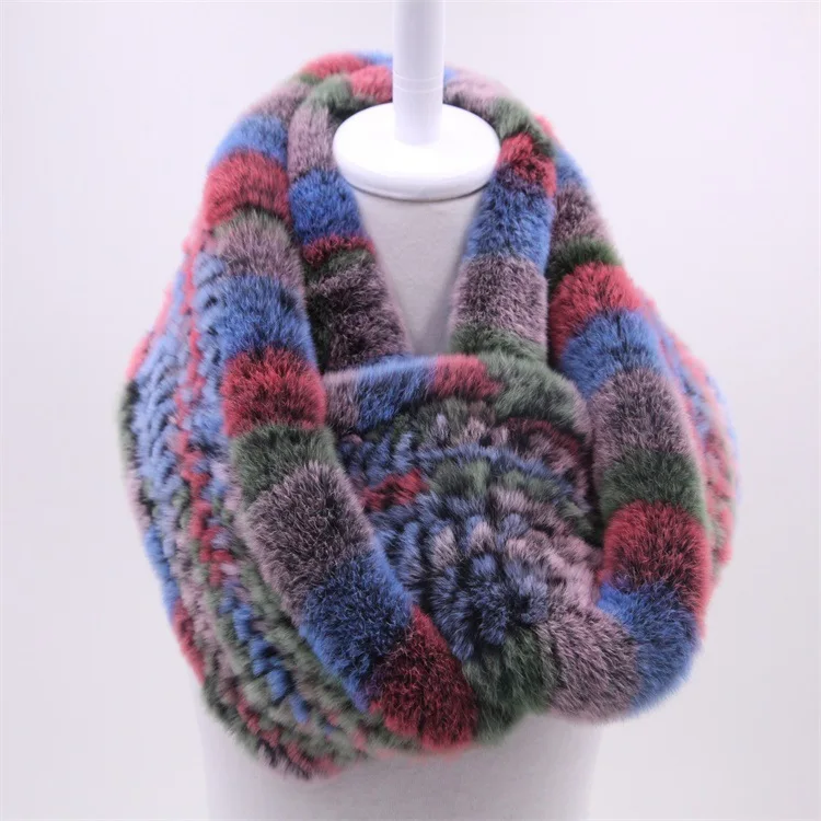 Winter Fur scarf for women knitted natural Rex Rabbit Fur scarves 2017 new genuine fur ring Female Warm Shawl  (28)