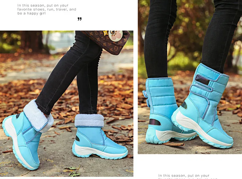 2019 Winter women snow boots women warm push ankle boots female high wedge waterproof Boots rubber hiking boots shoes (14)