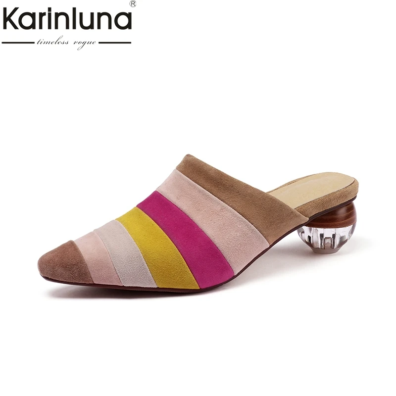 

Fashion Mules shoes women shoes big Size 41 Kid Suede Summer Woman Shoes Strange heels Outdoor Casual Shoes Woman Slippers