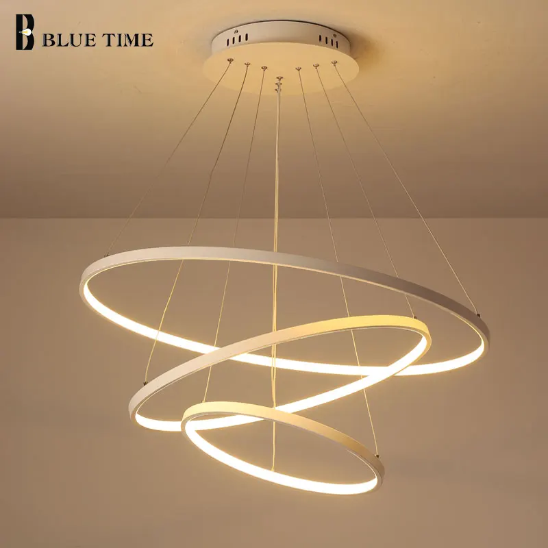 Lámpara colgante moderna LED con anillo blanco negro, lámpara colgante para comedor, sala de estar, dormitorio, cocina, iluminación Fxtures - AliExpress Luces e