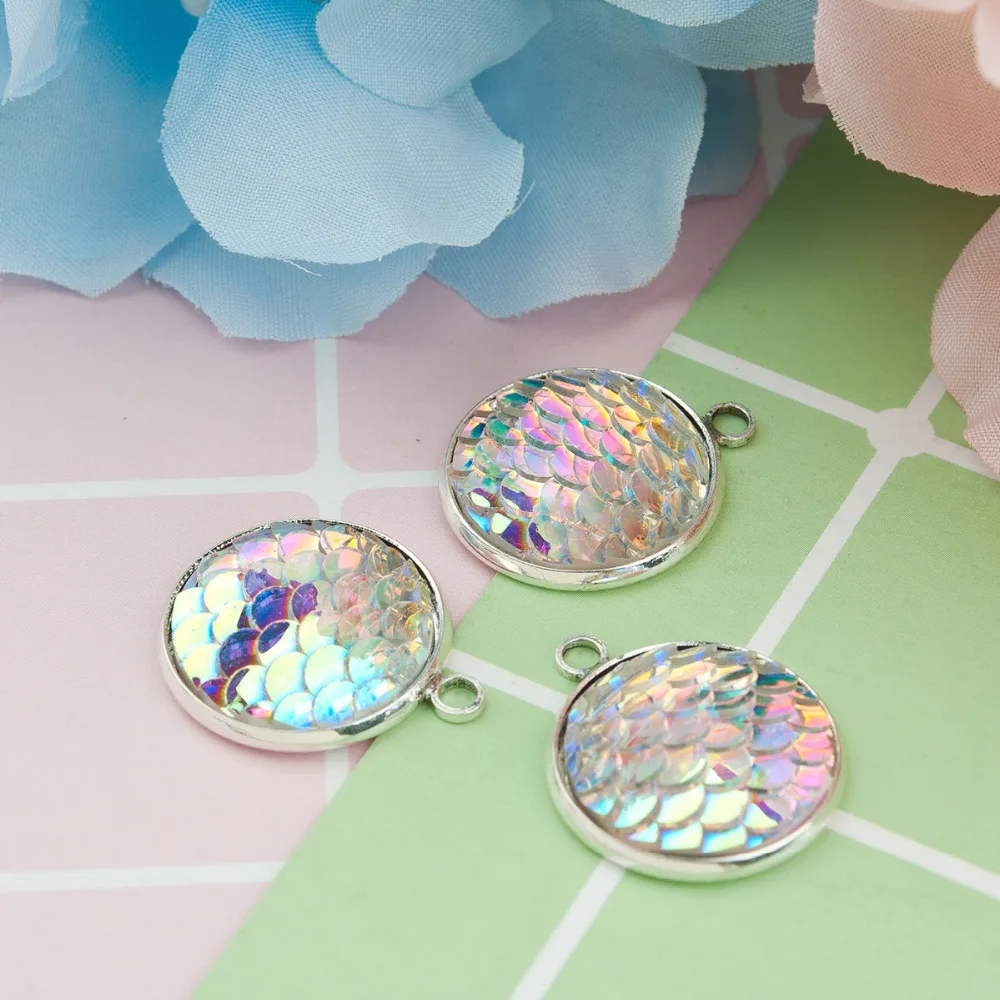 DoreenBeads сплав на основе цинка и Русалка из смолы Рыба/дракон весы Подвески Круглые