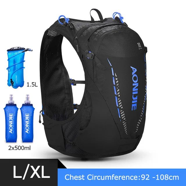 AONIJIE C948 легкий 10L гидратационный рюкзак, рюкзак, сумка для воды, для походов, бега, марафона, гонки, велосипедная сумка - Цвет: LXL BLUE SET 1