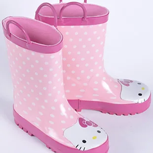 Детские резиновые сапоги hello kitty; детские резиновые сапоги для девочек; детские резиновые сапоги для мальчиков; Водонепроницаемая Обувь для малышей; Bota Menina; Botas Infantil - Цвет: Boots With Handle