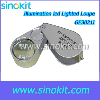 

Wholesales 30x LED Diameter 21mm Coated Optical Glass lens Jewelry Loupe - GE3021I