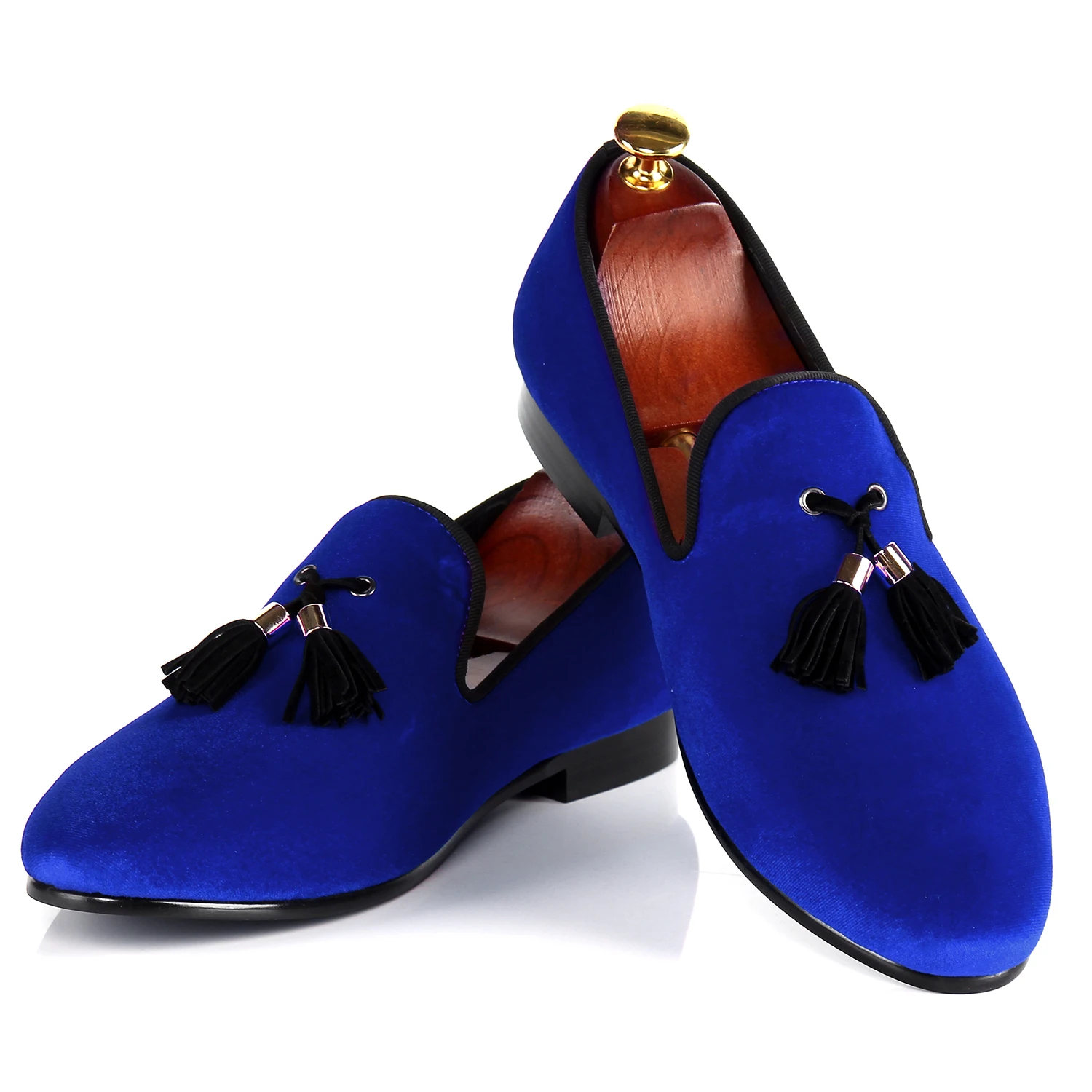 Harpelunde Mens Shoes Casual Blue Velvet Loafers Shoes Tassel Flats