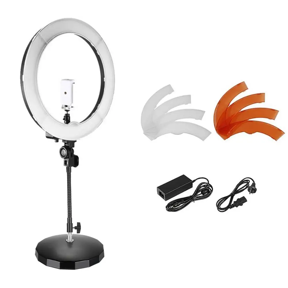 

Neewer 18-inch Outer Dimmable SMD LED Ring Light with Flexible Tube Arm+Weighted Metal Base+Ball Head+Smartphone Holder