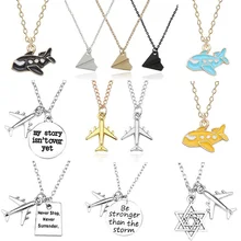 טרנדי לחטוף נייר מטוס שרשרת תליון כיוון אחד שרשראות תכשיטי אופנה נשים גברים זרוק משלוח(China)