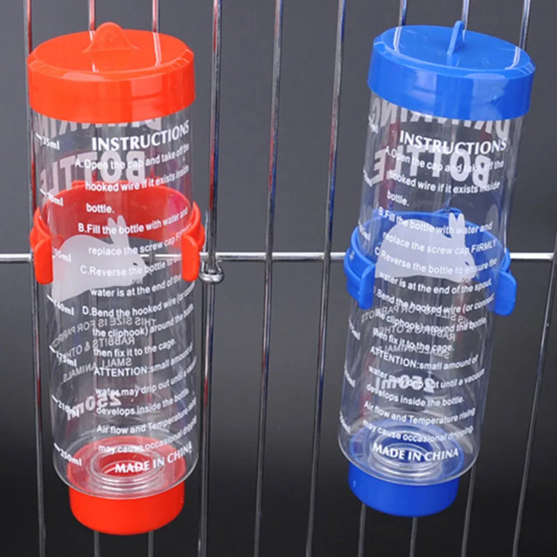Pet Rabbit Hamster Water Drinking Hanging Bottle 250ml Rabbit Water Feeder for Small Pet