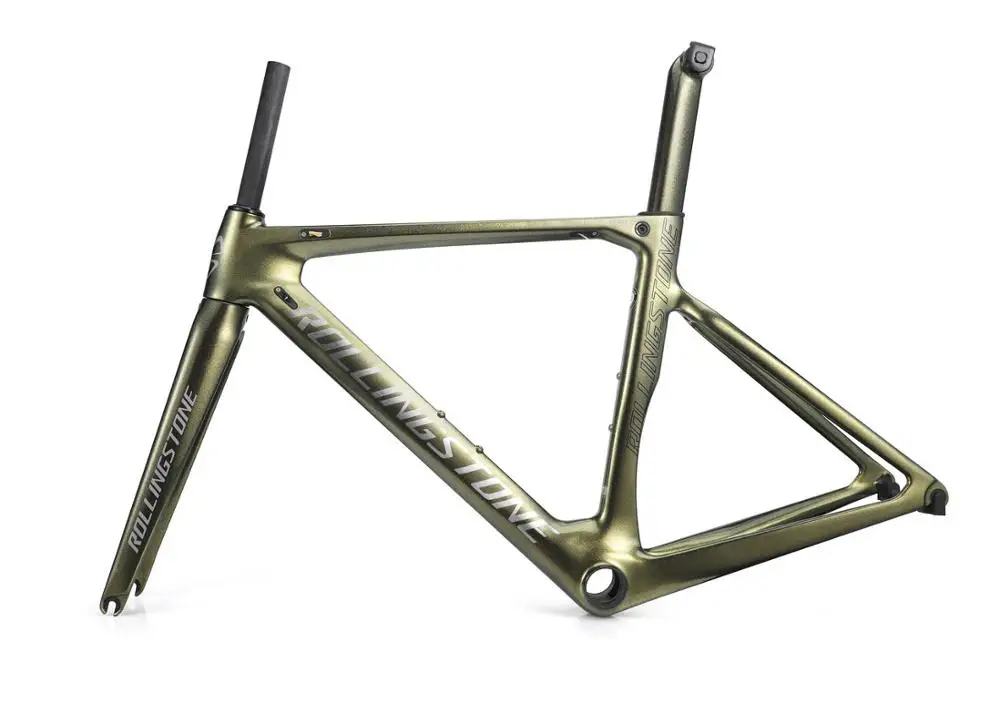 Best ROLLING STONE FINDER Road Carbon Frame set UCI Aero road frame set Chameleon Gold Green  45cm 47cm 50cm 52cm 54cm 4