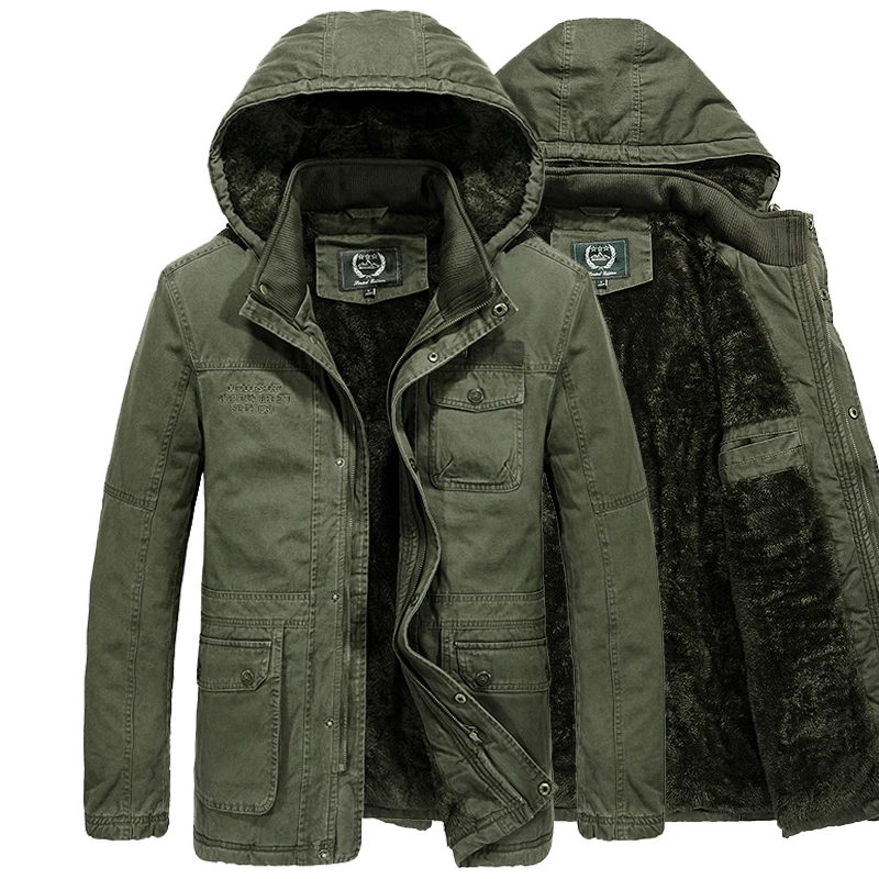 

Plus Size M-6XL men's winter jacket AFS JEEP New brand wool winter coat men parka hombr thick fleece liner hat mid-long coat
