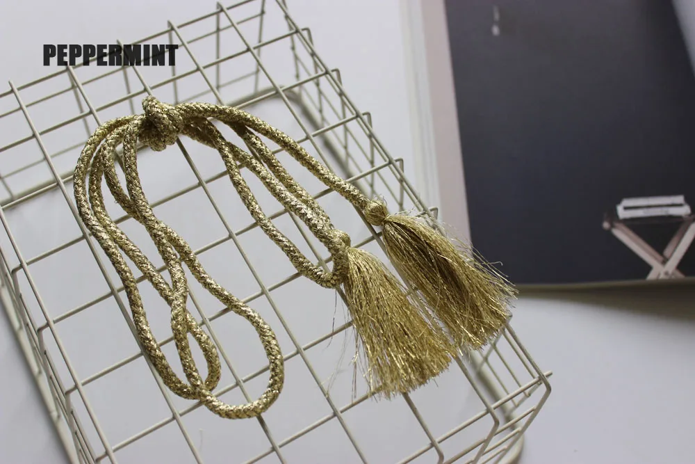 1 шт., Золотая кисточка, веревка для подхвата, все виды использования, декоративная веревка для талии, кисточка, шикарный аксессуар для шитья, длина 1,2 метра, веревка для рукоделия
