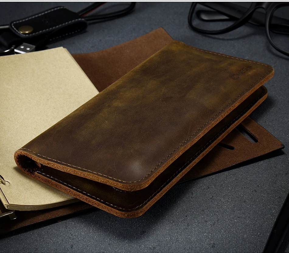 CASESHIP Phone Bag Case 5.5 inch Mobile Phone Universal Geniune Leather Wallet Pouch Card Holder Case For iPhone Samsung Galaxy (14)