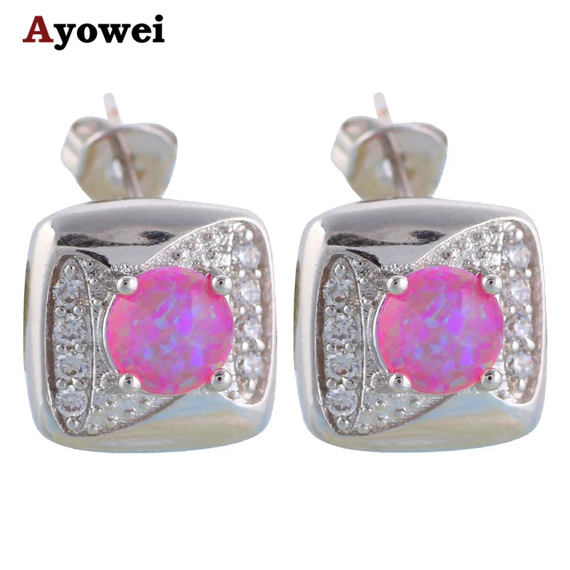

Elegant earrings Ladies Purple Fire Opal Silver Filled Health Nickel & Lead free Fashion Jewelry Zircon Stud Earrings OE455A
