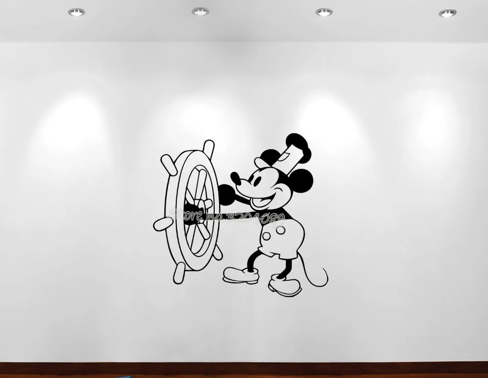 Cartoon steam boat steering wheel Mickey mouse Wall Sticker Home decor