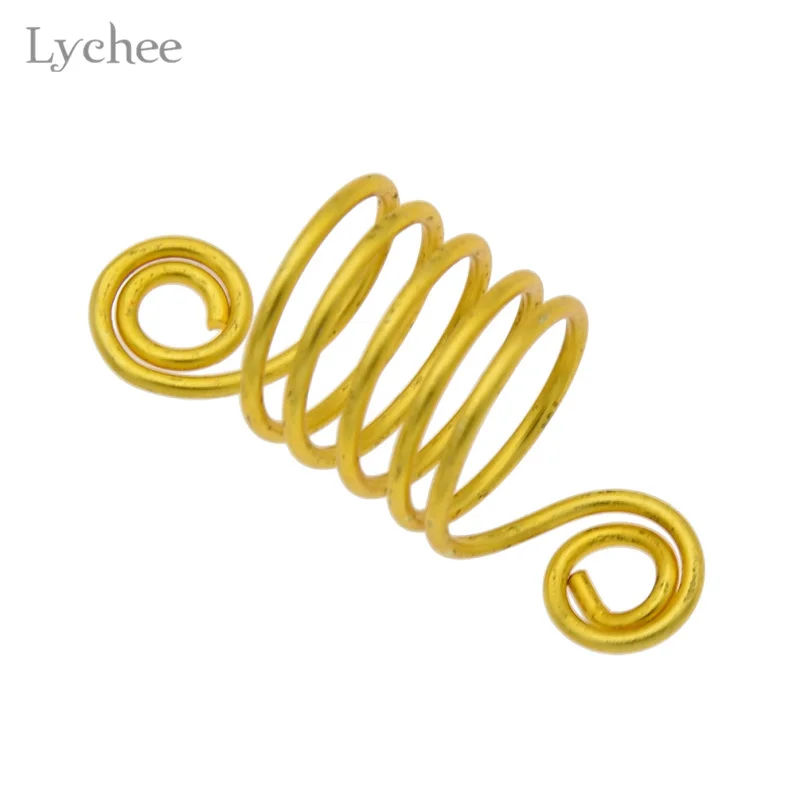 Lychee 10 шт./лот металлическая спиральная оплетка для волос дредлок бусина запонки