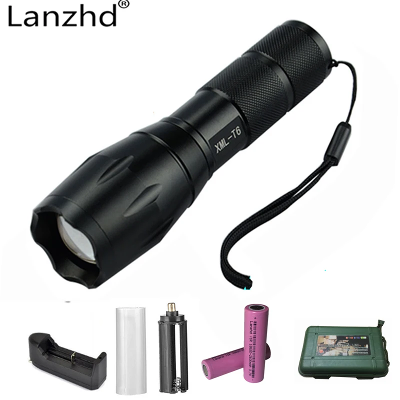 

E17 XM-L T6 3800LM Aluminum Waterproof Zoomable CREE LED Flashlight Torch light for 18650 Rechargeable Battery or AAA