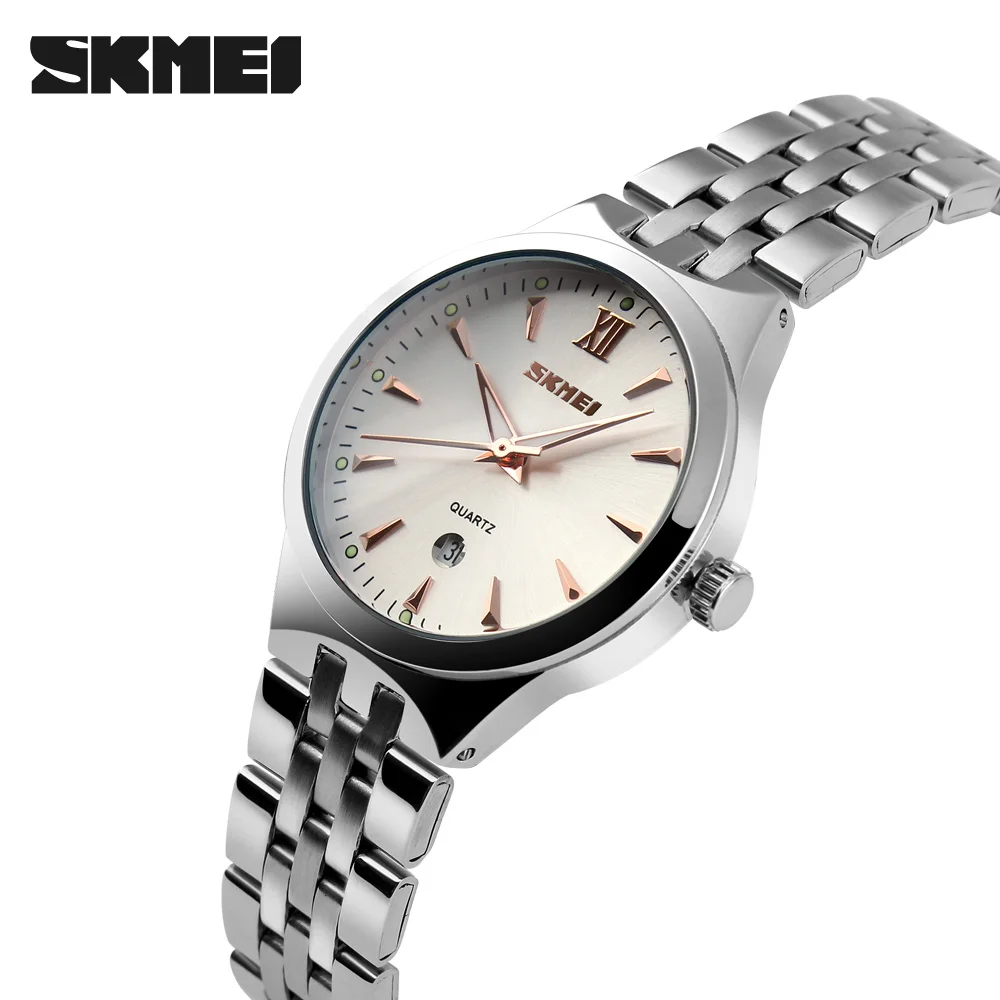 SKMEI кварцевые часы для женщин модные повседневные часы Relogio Feminino Montre Femme Reloj Mujer полностью стальные водонепроницаемые наручные часы