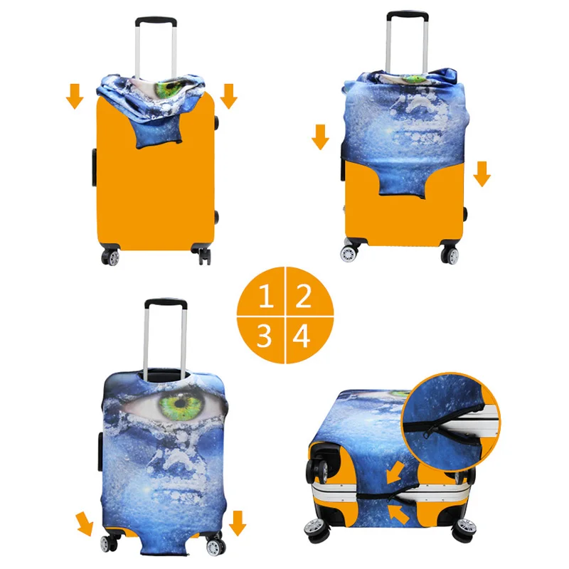 Cover for Suitcase Geometric Patterns Luggage Protective Covers Travel Accessories High Elastic Baggage Case Cover With Zipper