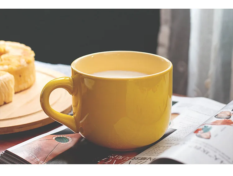 Желтая керамическая кофейная кружка, молоко, кофе, сок, овсяная чашка, посуда для напитков, звездное небо, узор, чашка, простой дизайн, креативные кружки