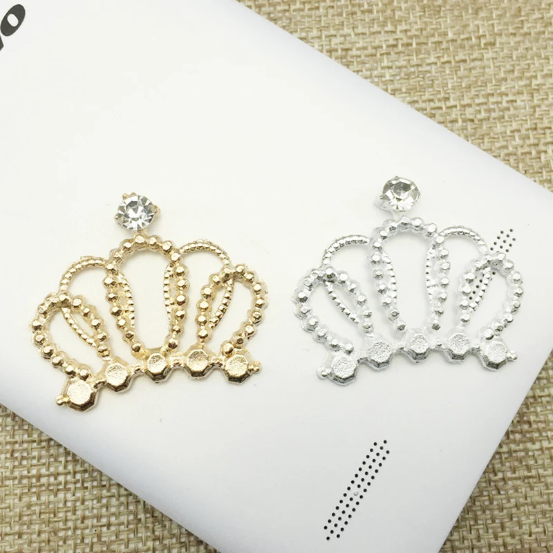 

50pcs Crystal Rhinestone Buckle Button Crown Wedding Brides Hair Decor Charms Jewelry Invitation Brooch Earring Accessories DIY