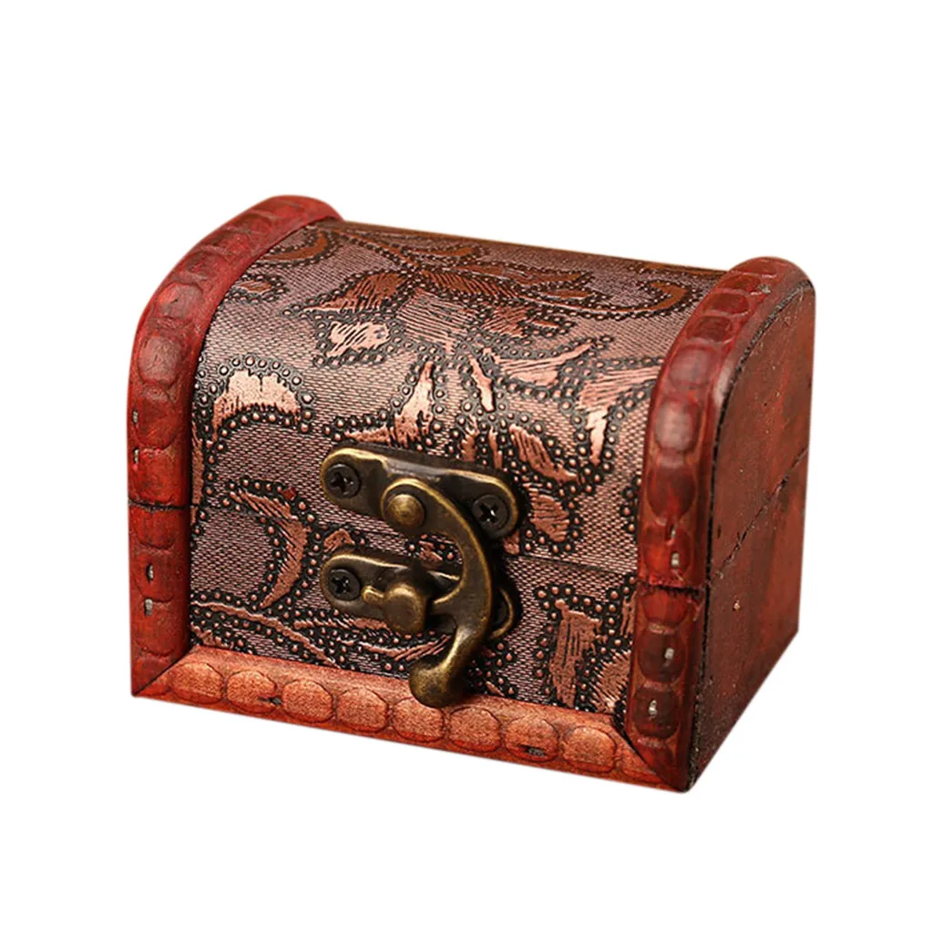 

New Jewelry Box Vintage Wood Handmade Box With Mini Metal Lock For Storing Jewelry Treasure Pearl Display Stand #T2