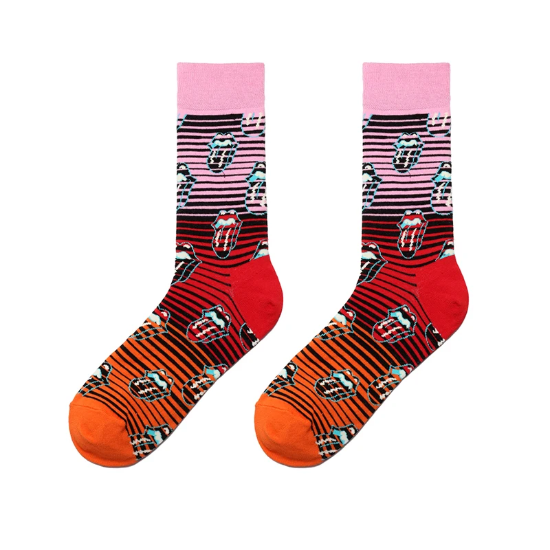 PEONFLY, мужские забавные носки из чесаного хлопка, яркие Носки с рисунком губ и мыши, новинка, весенние Повседневные носки для скейтборда