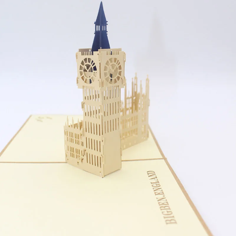  3D Laser Cut Handmade Retro Big Ben Paper Invitation Greeting Cards PostCard Business Kids Birthday - 32794023812