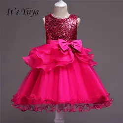 Это yiiya много Цвет для девочек в цветочек платья принцессы малыш ткань бальное простой Лук блестками для вечерние свадебное платье для