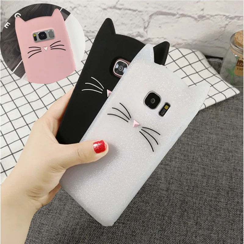 

Cute 3D Cartoon Beard Cat Silicone Soft Case for Samsung Galaxy S9 S8 Plus S7 S6 Edge A3 A5 A7 J1 J3 J5 J7 2016 2017 Cover