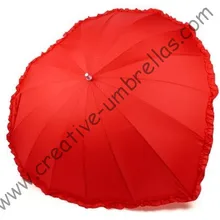 16 Золотое сердце зонтики определенной формы, прямая алюминиевая umbrellas.16mm алюминиевым валом и 3,0 мм ребра из стекловолокна, открытый, Свадебный зонтик