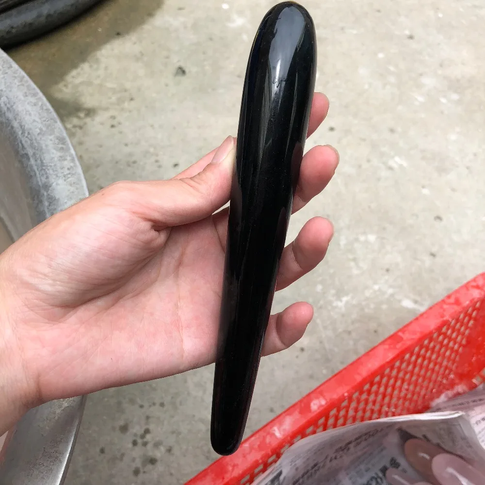 

6.9 inches super long black obsidian crystal stone wand long crystal massage wand yoni wand for health healing crystals