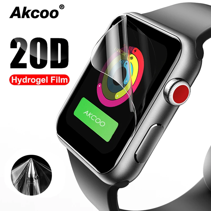 

2 Pieces 20D Hydrogel Full Protective Film for Apple Watch Series 4 Screen Protector Easy Paste for Apple watch 38 40 42 44mm