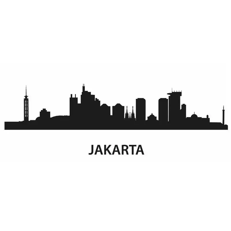 Джакарта город наклейка Landmark Skyline настенные наклейки эскиз плакат Parede домашний