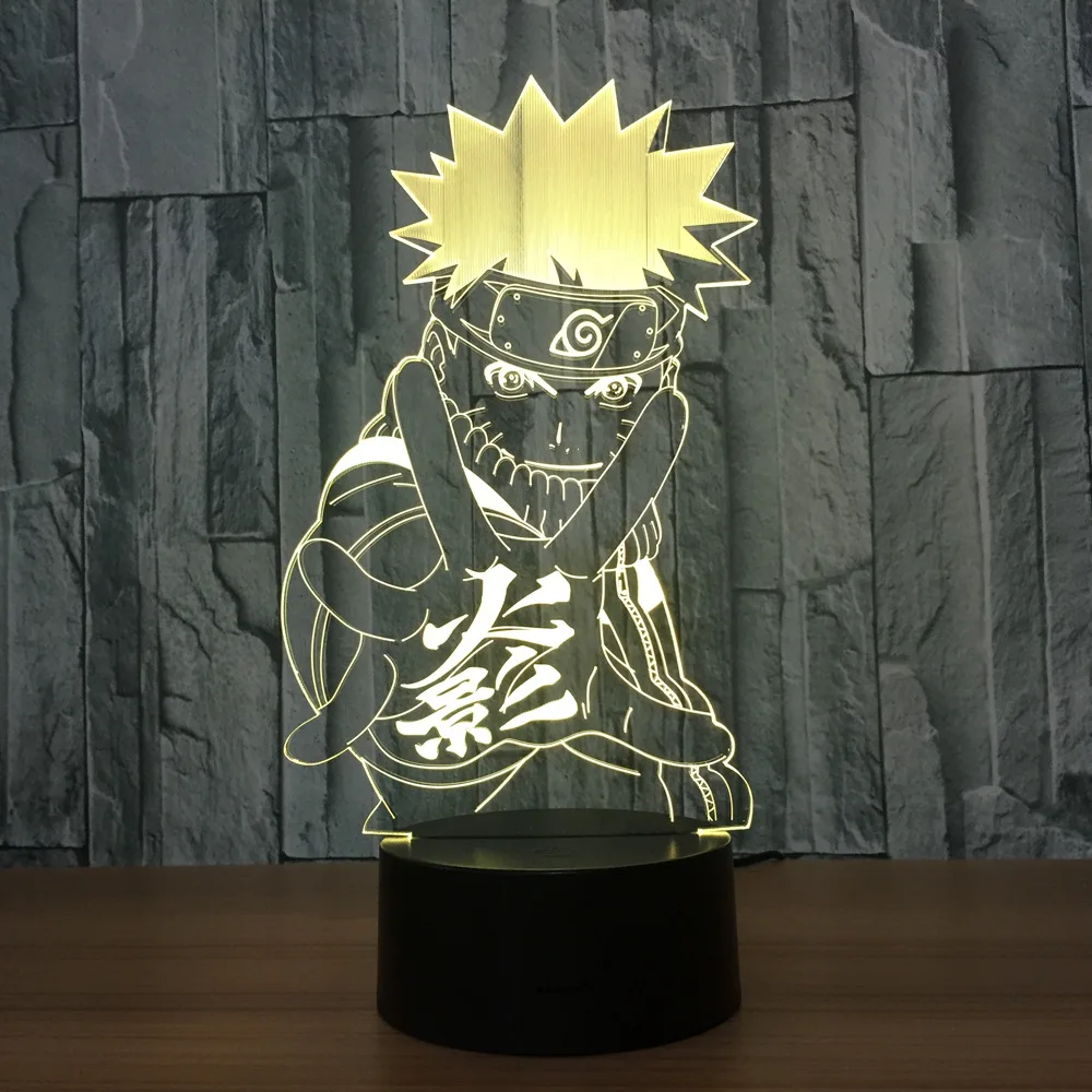 Наруто фигурку uzumaki Naruto 3D свет в ночь настольная лампа 3D лампа Новинка Ночная украшение для Рождественский подарок