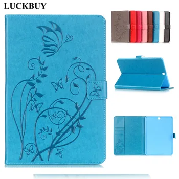 

LUCKBUY Case For Samsung Galaxy Tab S2 T810 T815 9.7'' Case Embossed flower PU Leather TPU Stand Wallet Flip Book Cover