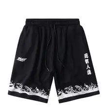 Летние хип-хоп Короткие джоггеры Harajuku шорты Уличная японские персонажи эластичная талия трек короткие мешковатые свободные хлопковые
