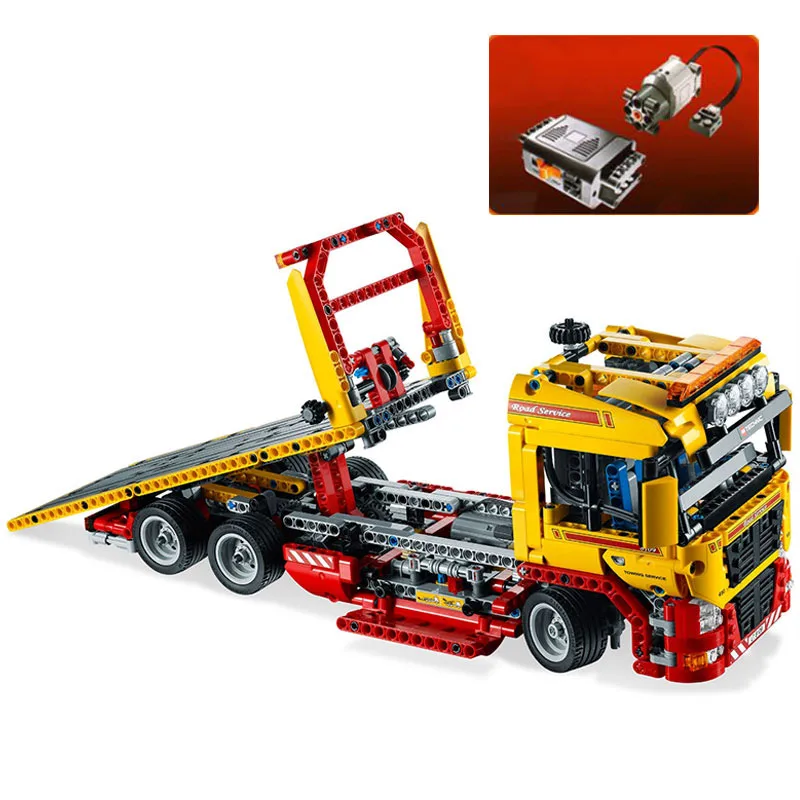 

Technic Series Flatbed Trailer Building Blocks Electric Motors Power Functions Model Brick Compatible With Legoings Technic 8190