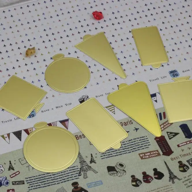 100pcs / lot Golden cardboard paper pad Cake cardboard shim diy non-stick paper baking supplies Mousse cake bottom care