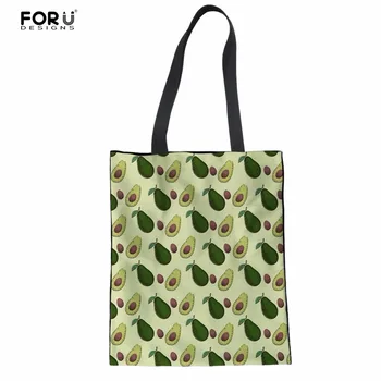 

FORUDESIGNS Tote Shoulder Bags for Female Casual 3D Avocado Printed Women's Casual Handbags Woman Cotton Messenger Clothes Bags