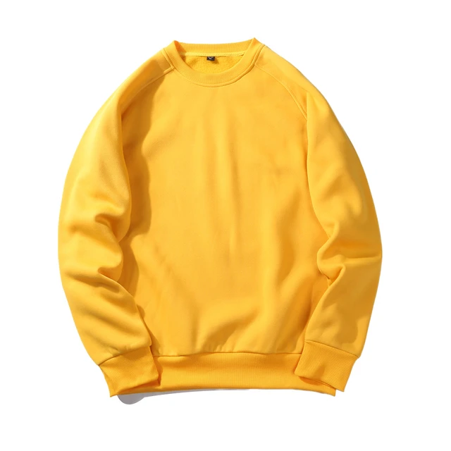 2018 Autumn Winter Clothes Fashion Yellow Sweatshirt Men Hoodies Solid  Color Harajuku Europe Style Fleece O Neck Loose Pullover - AliExpress