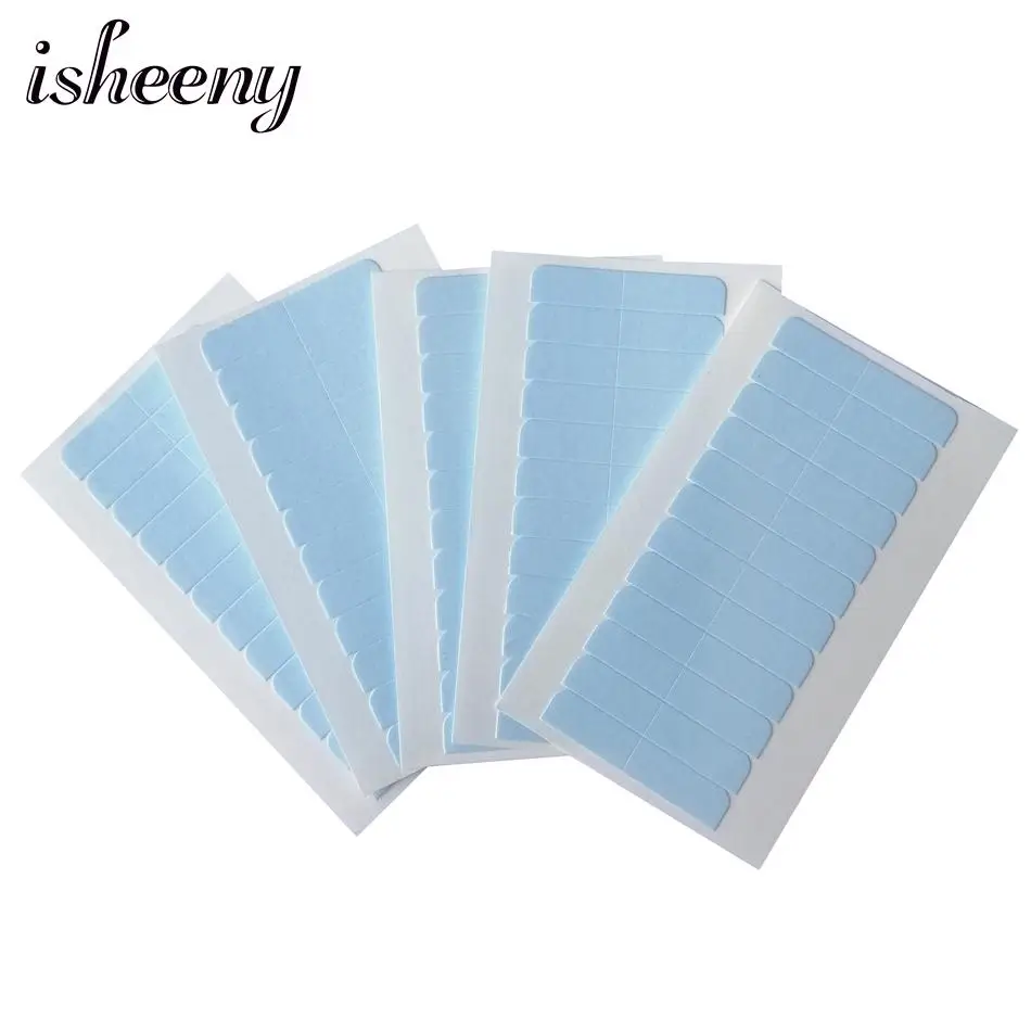 Isheeny 5pcs Double-Side Adhesive Tape Tabs For Lace Wig/Closure/Tape Hair Ecological Super Stick Seamless Replacement Tape Blue