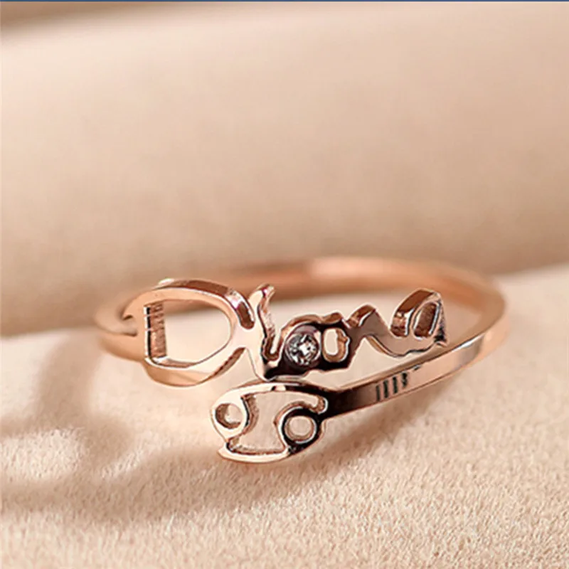 Дизайн 12 созвездия зодиака знак кольца на палец розовое золото цвет 316 титановая сталь регулируемый размер женские кольца S3