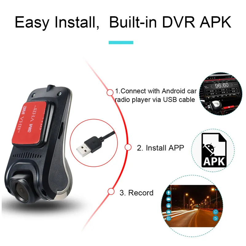 HP Dash Cam ADAS USB скрытый Автомобильный видеорегистратор с металлическим чехлом E dog