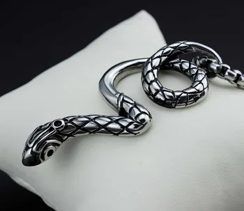 

Huge Heavy Snake Pendant Necklace Man Biker Punk Goth Fashion 316L Stainless steel Necklace Chain Jewelry