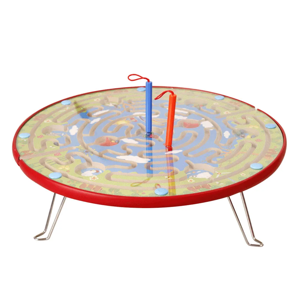 

2 in 1 Kids Educational Toys Labyrinth Walking Beads Slip Board Games Annular Magnetic Track Brush Maze Intellectual Development