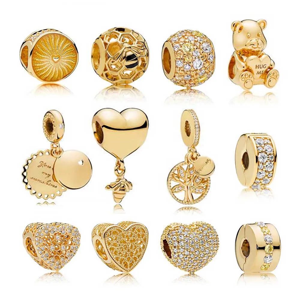 

2018 Spring 100% Real 925 Sterling Silver Charms Gold Charms Fit Original Brand Bracelet Bead Diy Jewelry