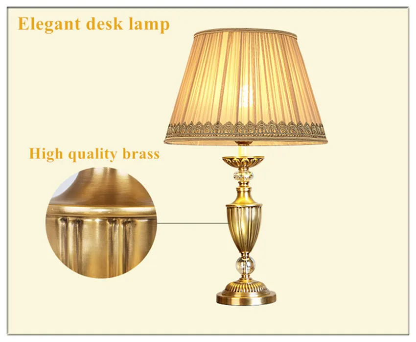 2 шт./партия светодиодный настольный светильник для дома, в европейском и американском стиле, в стиле ретро, классический декоративный Настольный светильник, освещение из латуни