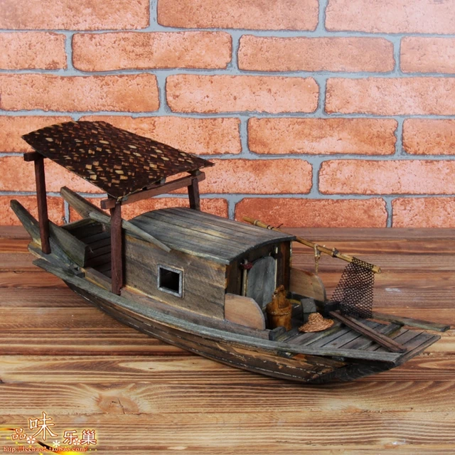 Original Handmade Wooden Sailboat Ornaments Do The Old Wooden Fishing Boat  Model Boat Sailing Craft Wuzhen Jiangnan Features