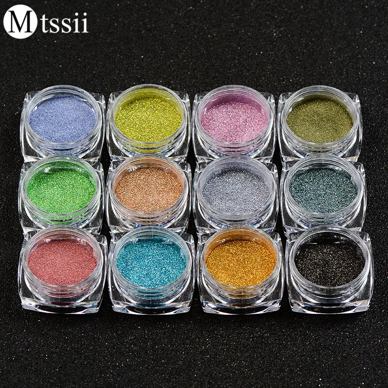 

Mtssii New 3D DIY 12 Colors Starry Holographic Laser Glitter Dust Nail Powder Sequins Manicure Nail Art Sparkles Decoration