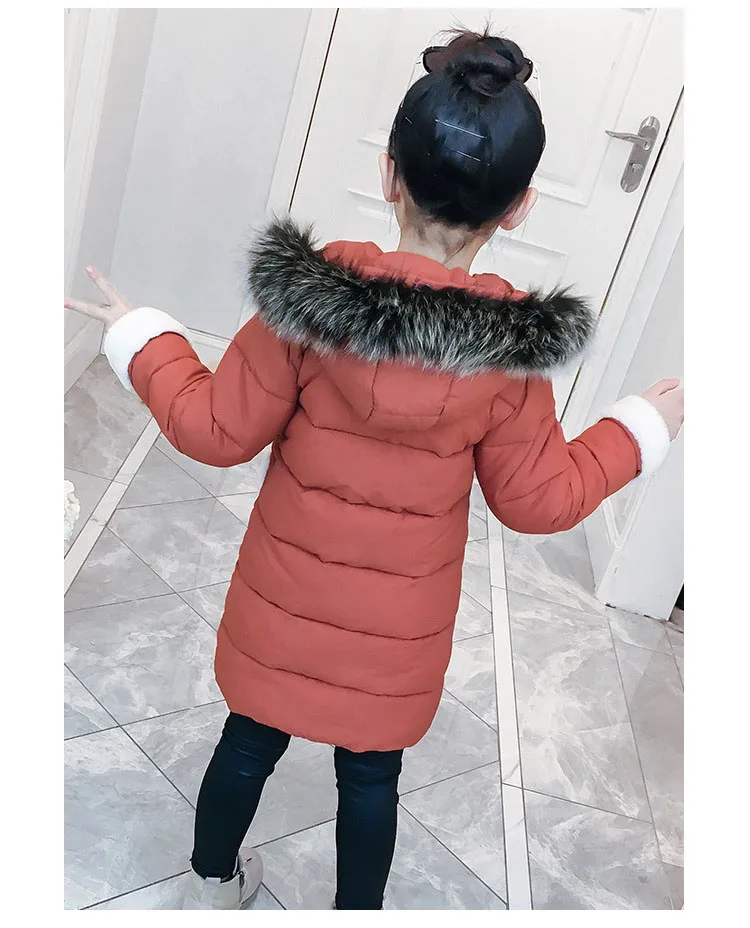 Children Cotton Jackets For Teenage Girls 2018 Winter Thick Warm Long Coats Kids Fur Hooded Outerwear Padded Clothes 5-16 Years  (12)